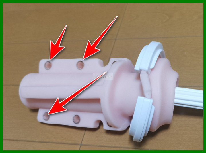 A10 Cyclone SA PLUS sleeve with arrows pointing to its pin holes