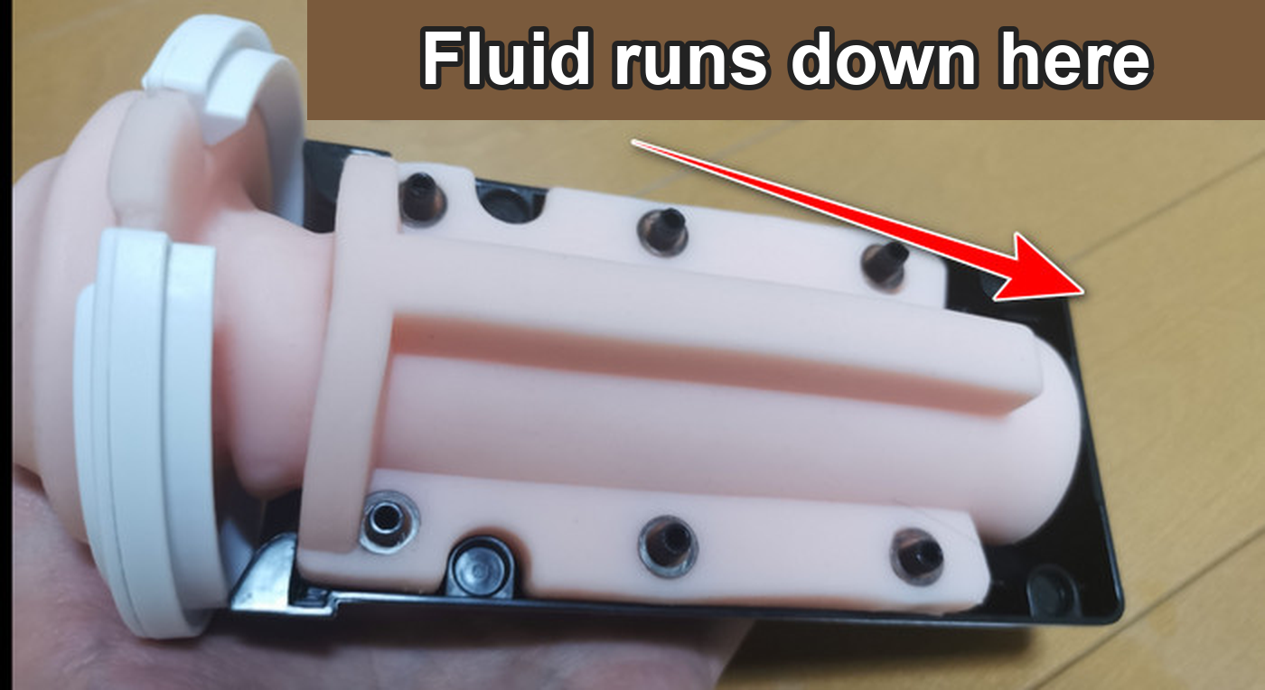 The official sleeve in its case; fluid would run down toward the machine