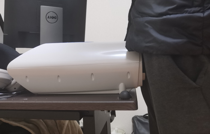 The A10 Piston SA lying on a desk at hip height
