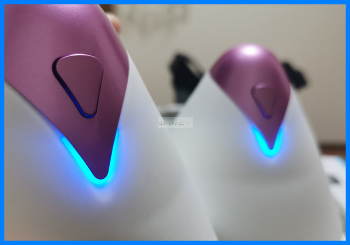 Both U.F.O. TW cups glowing blue after syncing